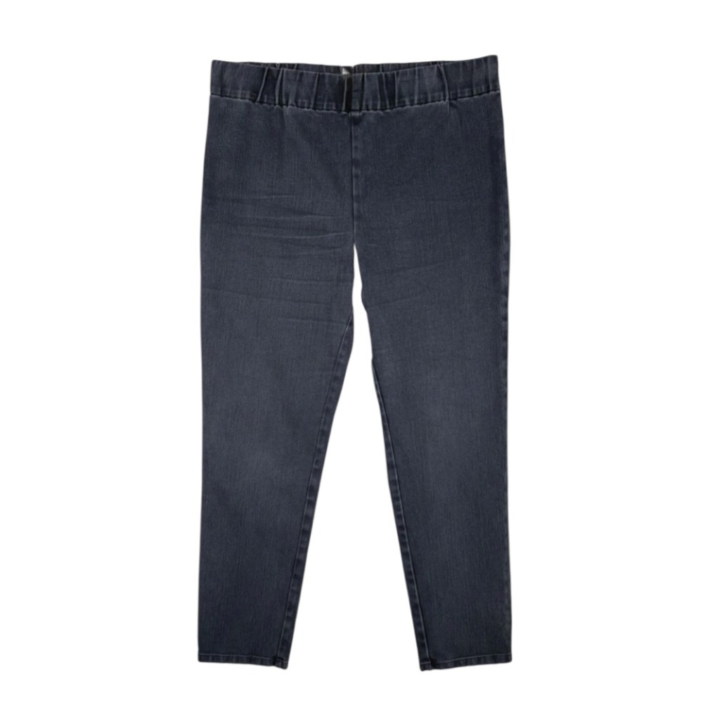 SOFT SURROUNDINGS Faded Wash Black METRO CROPPED JEANS Pull-On Pants Denim L-P